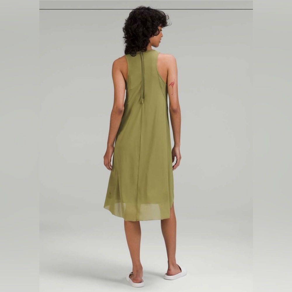 Lululemon mesh overlay high neck dress size 6 in bronze green - Picture 10 of 10